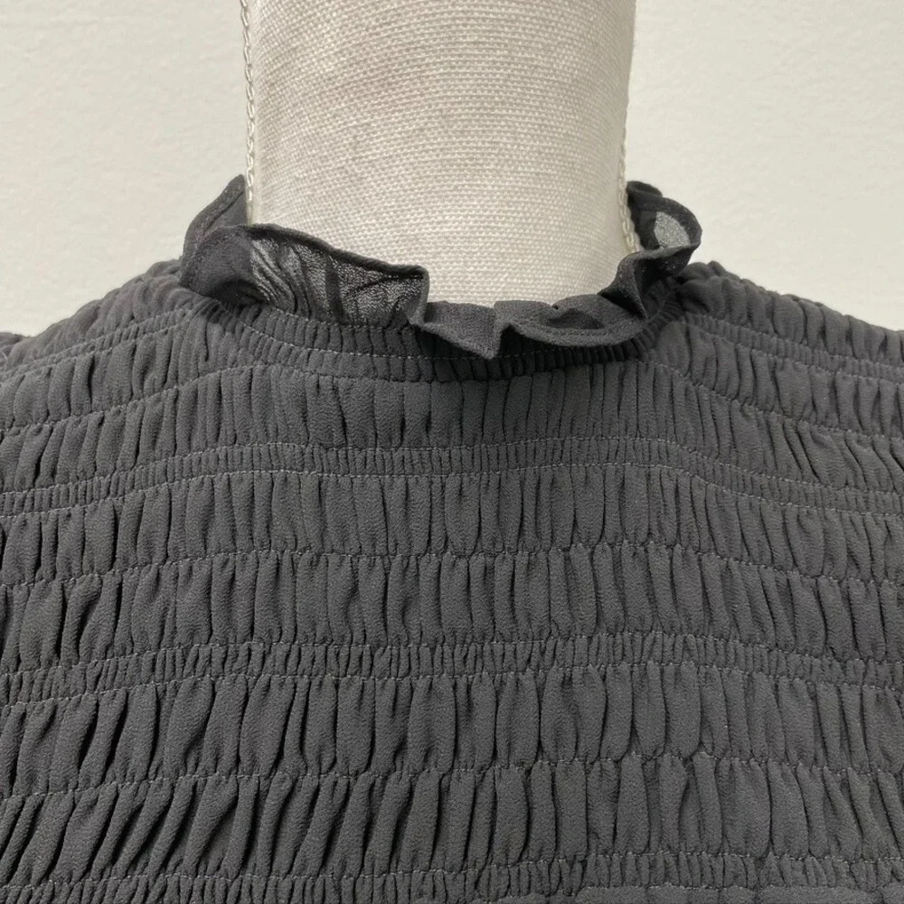 Michael Kors A Line Dress Womens Small Black Flutter Smocked Rocker Edgy Teacher